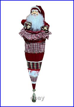 Vtg Katherine's Collection Christmas Santa Stocking Victorian Paper Mache 36 in