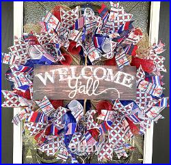 Welcome Y'all Louisiana Seafood Boil Summer Front Door Wreath Crawfish Lobster