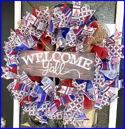 Welcome Y'all Louisiana Seafood Boil Summer Front Door Wreath Crawfish Lobster