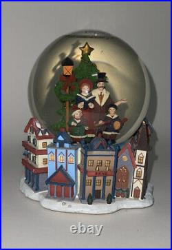 White Christmas Musical Snow Globe Poly Dickens Carolers Family Kurt S Adler
