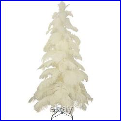 White Ostrich Feather Christmas Tree Real Bird Feather Branches Stand Included