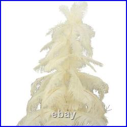 White Ostrich Feather Christmas Tree Real Bird Feather Branches Stand Included