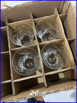 Williams Sonoma Pinecone cut Goblet Glasses SET OF 4 clear