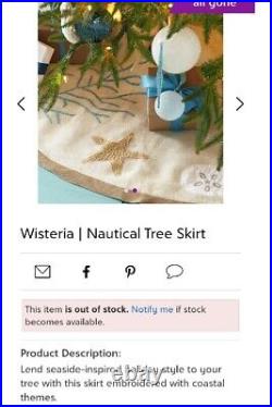 Wisteria Jute Beaded Christmas Tree Skirt Coastal Nautical Beach 58.5