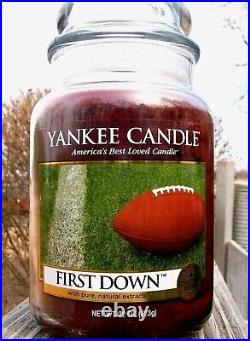 Yankee Candle FIRST DOWN Football Leather Large 22 oz WHITE LABELRARENEW